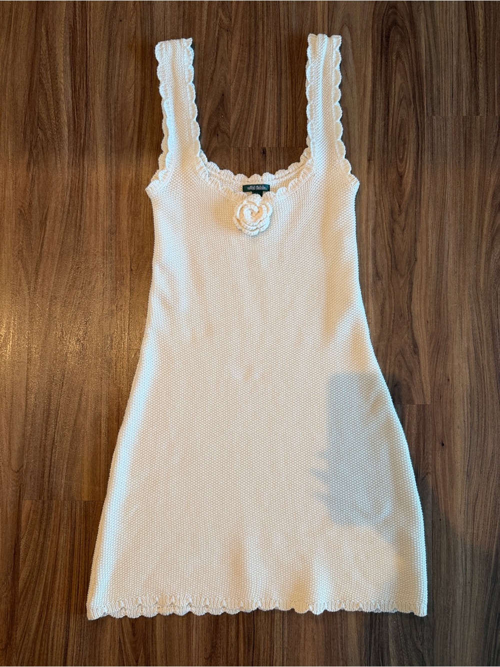 wild fable Cream Knit Tank Mini Dress with Floral Appliqué